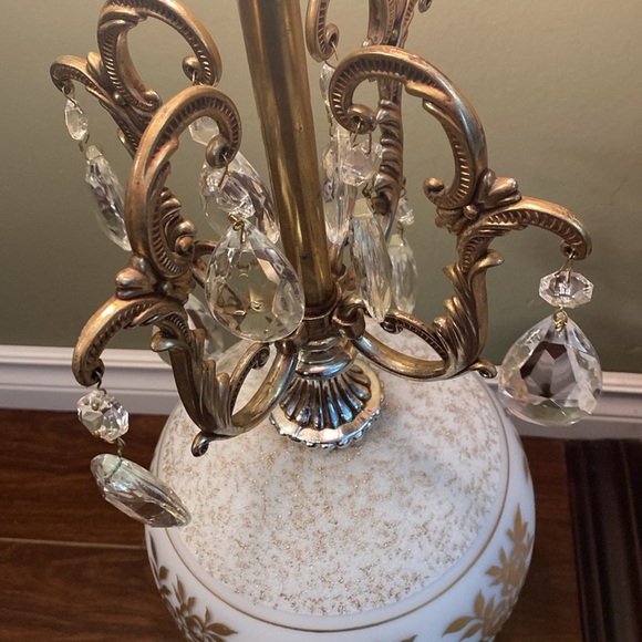 Vintage, Style, Italian Table/ Floor Lamp, Gold motif on white MCM - Picture 14 of 17